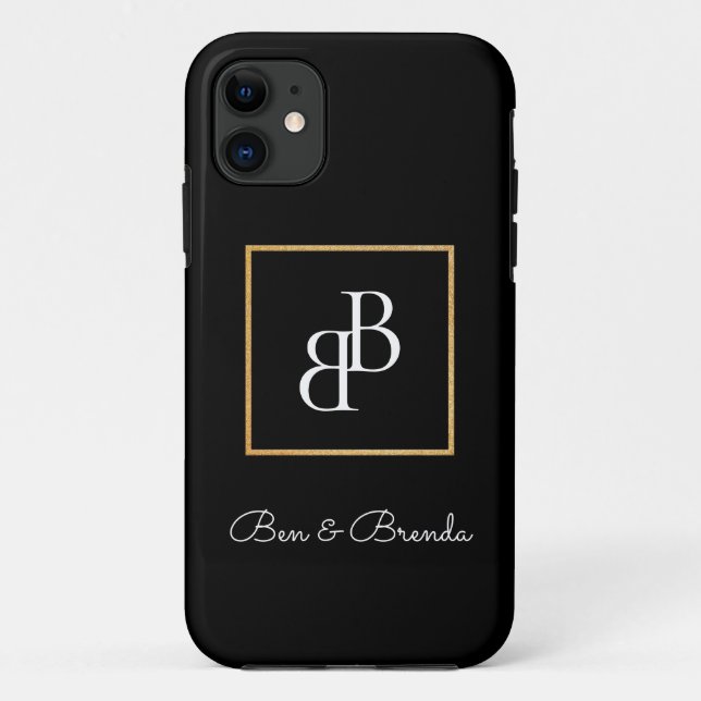 Funda De Case-Mate Para iPhone Diseño de texto de monogramas elegantes (Reverso)