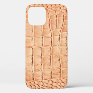 Funda Para iPhone 12 Diseño de textura de cuero reptil naranja