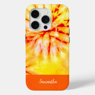 FUNDA PARA iPhone 15 PRO DISEÑO DE TIE DYE NARANJA DE COLOR INSPIRADO EN SU