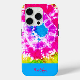 FUNDA PARA iPhone 15 PRO DISEÑO DE TIE-DYE PERSONALIZAR COLORIDO