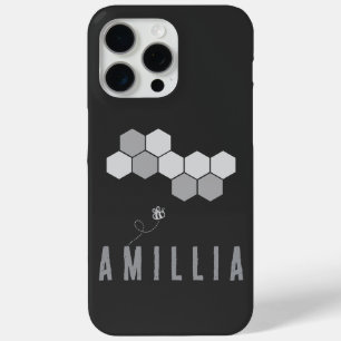 Funda Para iPhone 15 Pro Max Diseño de tipografía de nombre de abeja honeycomb