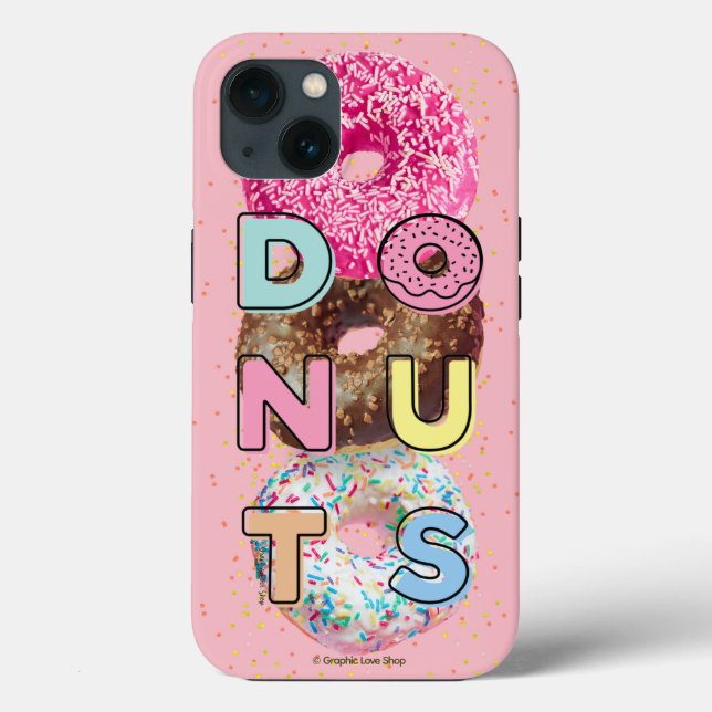 Funda De Case-Mate Para iPhone Diseño de tipografía sobre fondo de donut (Reverso )