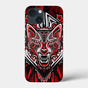 Funda Para iPhone 13 Mini Diseño de tótem tribal Haida de lobo