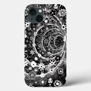 Funda Para iPhone 13 Diseño de túnel floral blanco y negro