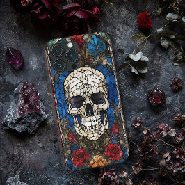 Funda Para iPhone 13 Pro Max Diseño de ventana de vidrio emplomado con calavera