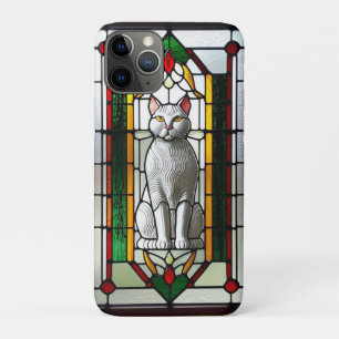 Funda Para iPhone 11 Pro Diseño de vidrio emplomado con gato