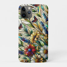 Diseño de vidrio templado flores silvestres y mari