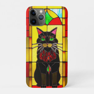 Funda Para iPhone 11 Pro Diseño de vidrio teñido con gato