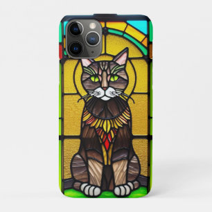 Funda Para iPhone 11 Pro Diseño de vidrio teñido con gato