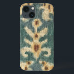 Funda Para iPhone 13 Diseño decorativo del tejido de Ikat por Chariklia<br><div class="desc">Un patrón abstracto hecho por Chariklia Zarris,  presenta un diseño conocido como ikat. Esta forma particular de tejido utiliza resistencias al teñido,  lo que impide que el tinte penetre todo el tejido. Esto crea patrones interesantes en una tela que se ve asombrosa en tu pared!</div>
