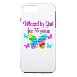 FUNDA PARA iPhone 8 PLUS/7 PLUS DISEÑO DEL CUMPLEAÑOS 75 DE LA MARIPOSA BENDECIDA