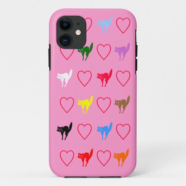 Funda De Case-Mate Para iPhone Diseño del gato del amor (Reverso)