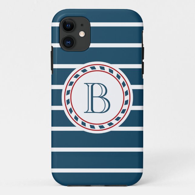 Funda De Case-Mate Para iPhone Diseño del monograma (Reverso)