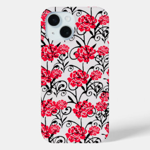 Funda Para iPhone 15 Diseño del patrón de Ilustracion floral de rosa ro