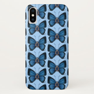 Funda Para iPhone X Diseño del patrón de mariposa azul de zafiro de se