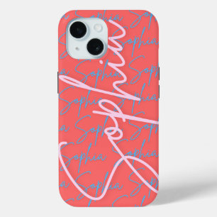 Funda Para iPhone 15 Diseño del patrón de nombre de firma de Sophia