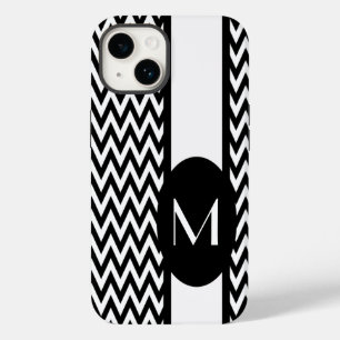 Funda Para iPhone 14 De Case-Mate Diseño elegante de cheurón negro con monograma