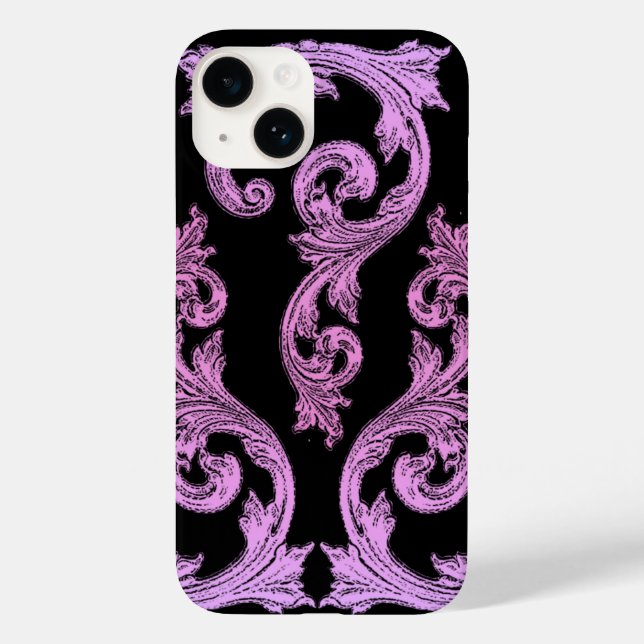 Funda De Case-Mate Para iPhone Diseño elegante rosa y negro gótico (Reverso )