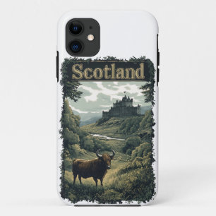 Funda Para iPhone 11 Diseño escocés: Vaca Highland, castillo y paisaje