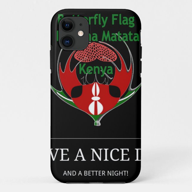 Funda De Case-Mate Para iPhone Diseño Escudo keniano: Bandera de mariposa. (Reverso)