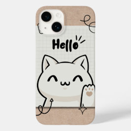 Funda Para iPhone 14 De Case-Mate Diseño estético de gato hola vintage marrón lindo