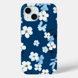 Funda Para iPhone 15 Diseño Floral azul y blanco para estuche iPhone 15