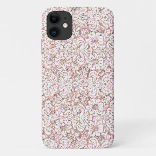 Funda Para iPhone 11 Diseño floral blanco y rosa