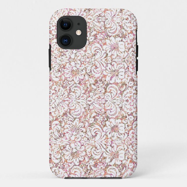 Funda De Case-Mate Para iPhone Diseño floral blanco y rosa (Reverso)