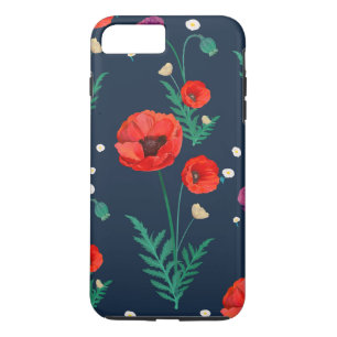 Funda Para iPhone 8 Plus/7 Plus Diseño floral de amapola roja