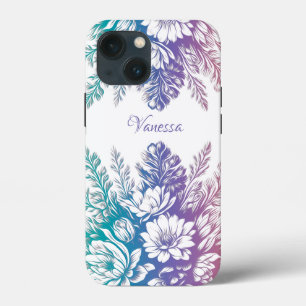 Funda Para iPhone 13 Mini Diseño floral de color pastel vintage
