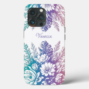 Funda Para iPhone 13 Pro Diseño floral de color pastel vintage