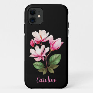 Funda Para iPhone 11 Diseño floral de flor de nombre personalizado