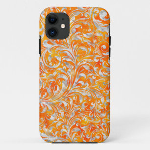Funda Para iPhone 11 Diseño floral de remolino naranja lindo