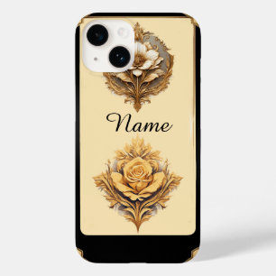 Funda Para iPhone 14 De Case-Mate Diseño floral elegante con flores doradas ornament