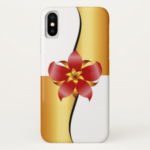 Funda Para iPhone X Diseño floral elegante en blanco y oro