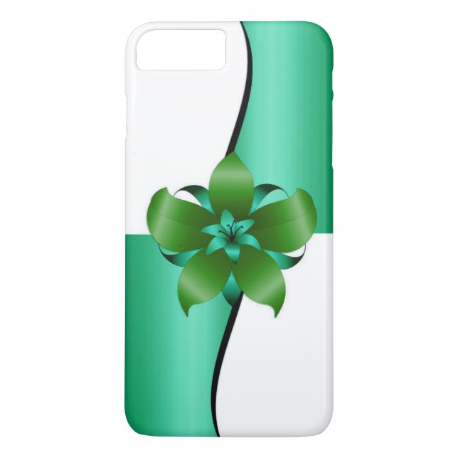 Funda De Case-Mate Para iPhone Diseño floral elegante en verde y blanco (Reverso)