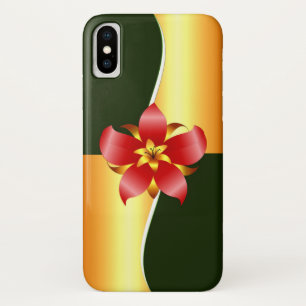 Funda Para iPhone X Diseño floral elegante en verde y oro