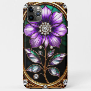 Funda Para iPhone 11 Pro Max Diseño floral en marco dorado