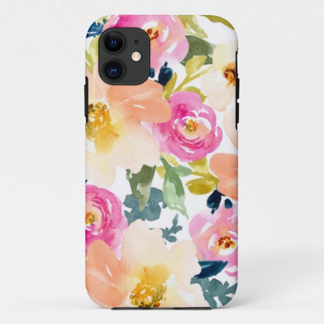 Funda De Case-Mate Para iPhone Diseño floral moderno (Reverso)