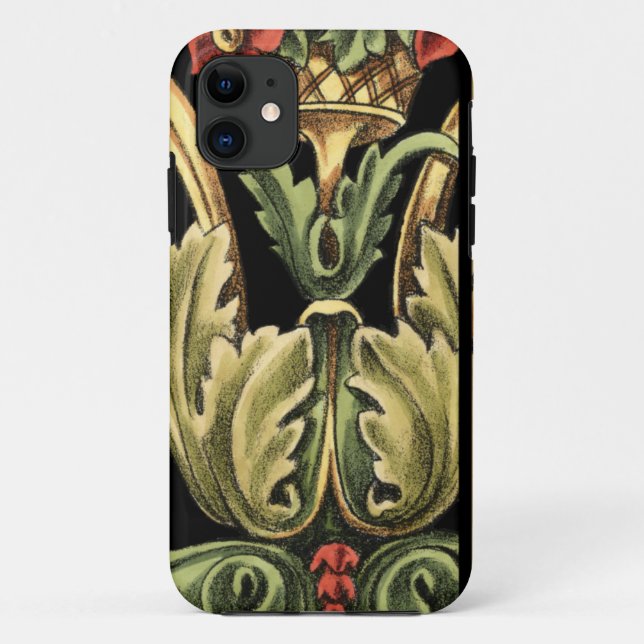 Funda De Case-Mate Para iPhone Diseño floral ornamental con fronteras negras (Reverso)