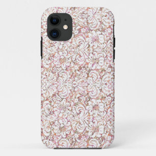 Funda Para iPhone 11 Diseño floral vintage blanco rosa lindo