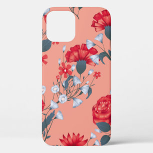 Funda Para iPhone 12 Diseño floral vintage sin rastros y rosas.