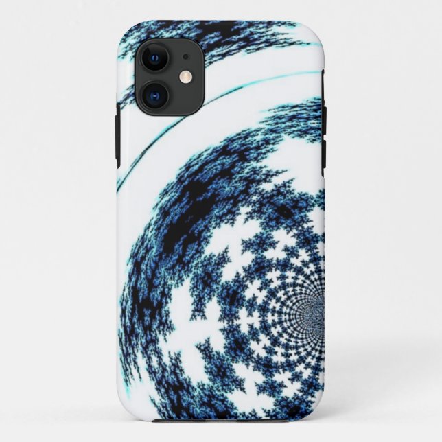 Funda De Case-Mate Para iPhone Diseño fractal azul clásico (Reverso)