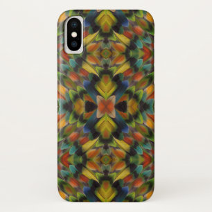 Funda Para iPhone X Diseño fractal de las plumas de la lovebird