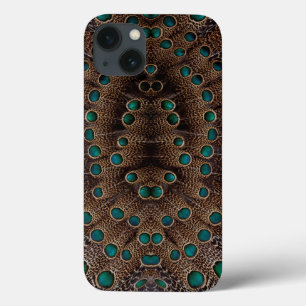 Funda Para iPhone 13 Diseño fractal de plumas de faisán