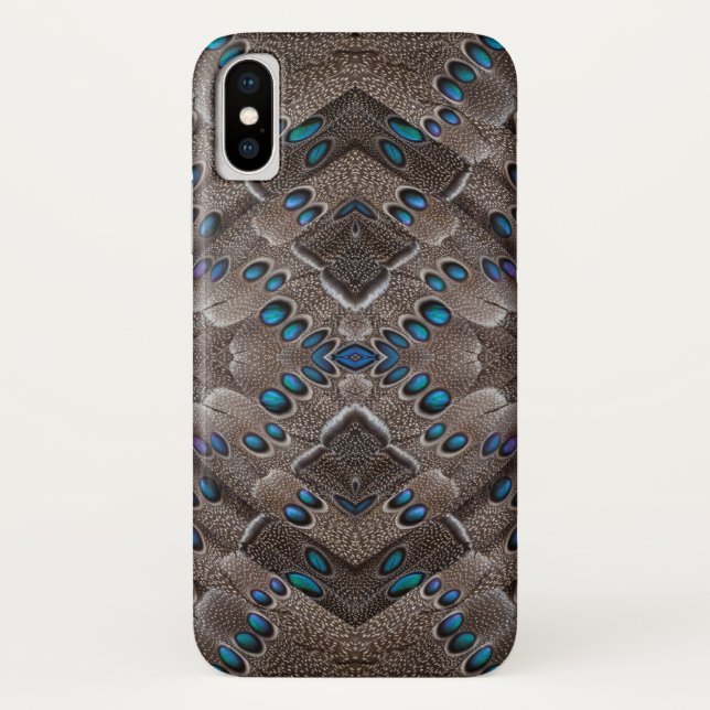 Funda De Case-Mate Para iPhone Diseño fractal, pluma de faisán (Reverso)