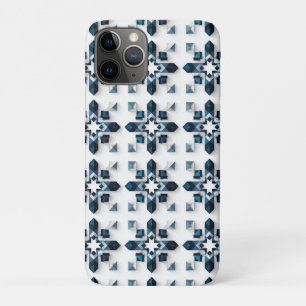 Funda Para iPhone 11 Pro Diseño geométrico abstracto en azul y blanco