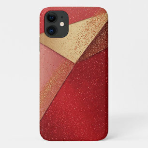 Funda Para iPhone 11 Diseño geométrico abstracto rojo y dorado