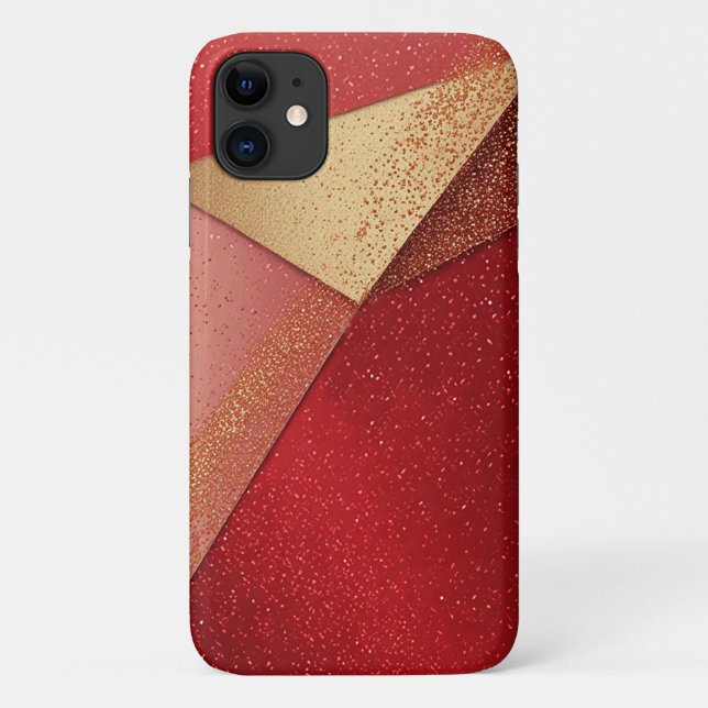 Funda De Case-Mate Para iPhone Diseño geométrico abstracto rojo y dorado (Reverso)