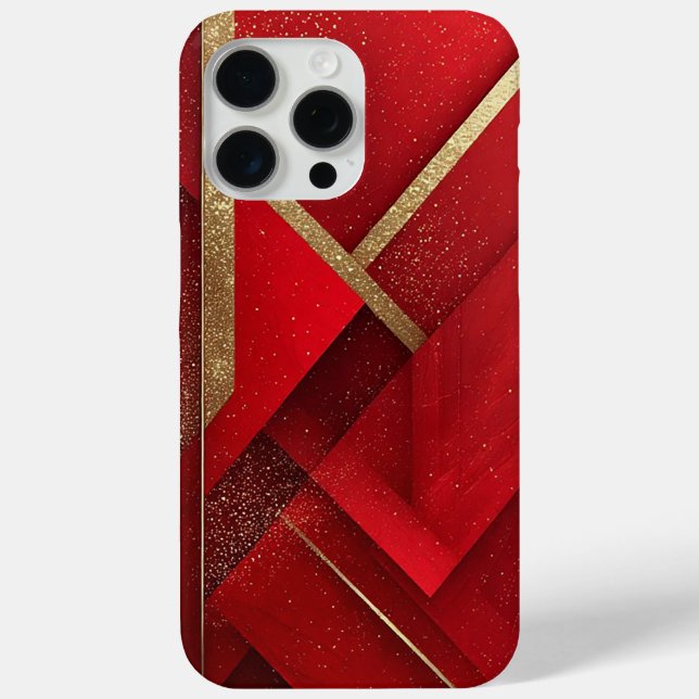 Funda De Case-Mate Para iPhone Diseño geométrico abstracto rojo y dorado (Reverso )